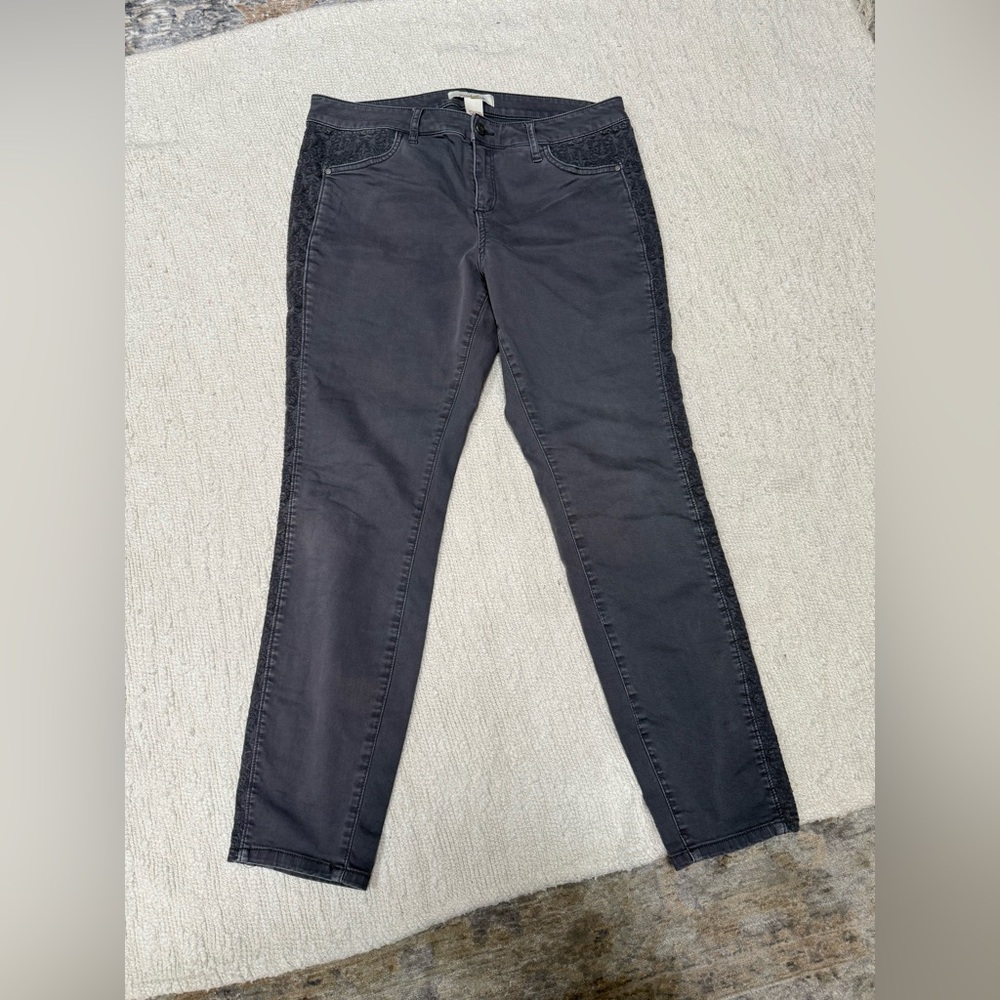 Sundance Grey Embellished Piping Jeans Pants Ankle Length Size 8